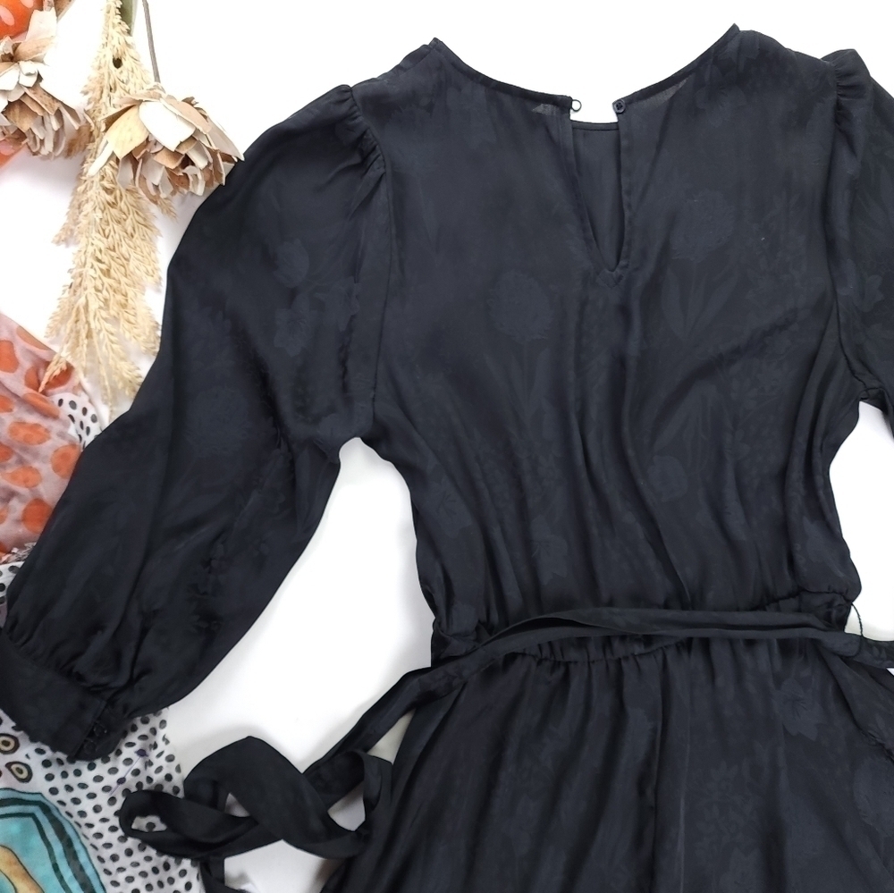 Banana Republic Black Floral Motif Maxi Dress Sz XS - Picture 9 of 12
